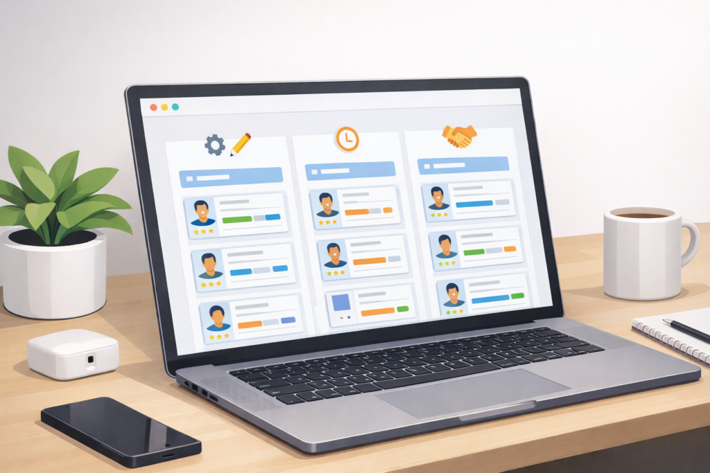 Freelancer workflow automation dashboard concept