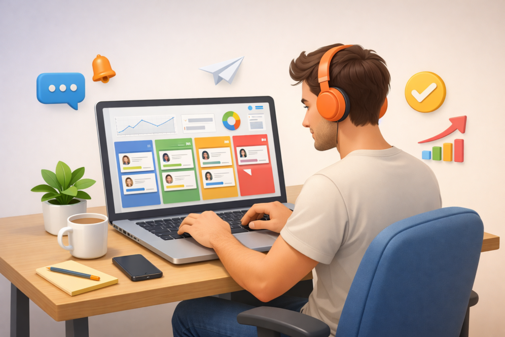 free CRM for freelancers dashboard interface concept
