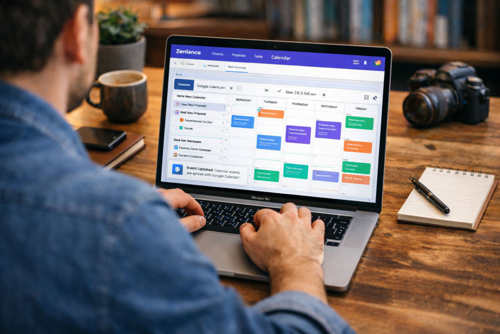 oogle Calendar integration in a free AI CRM for freelancers on Zenlance