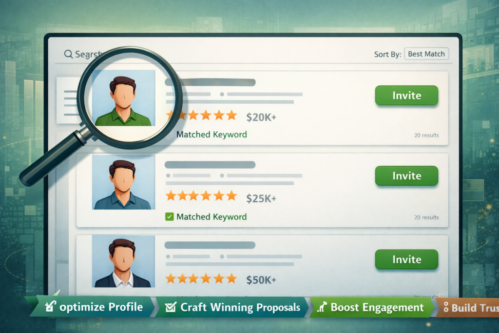 Upwork algorithm explained showing how freelancer profiles rank in search results