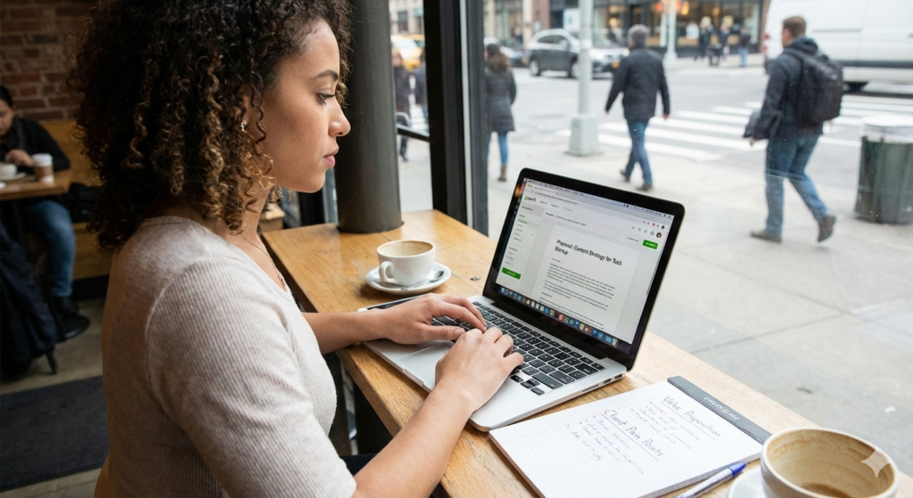 freelancer writing a proposal to get more clients on Upwork