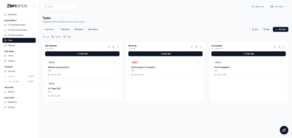 Zenlance — AI tools for freelancers to win more clients and manage projects in 2026